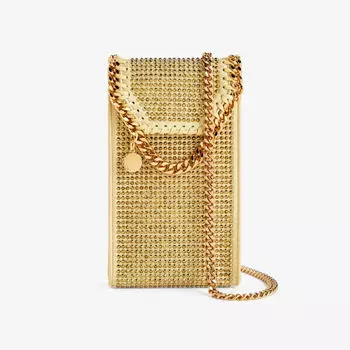 Атласная сумка через плечо Falabella, украшенная кристаллами Stella Mccartney, желтый