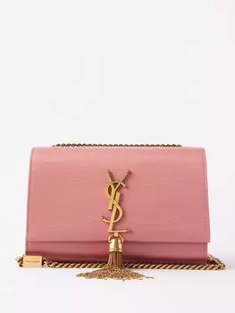 Атласная сумка через плечо kate с цепочкой и кисточками Saint Laurent, розовый