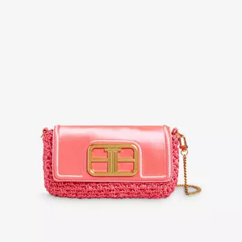 Атласная сумка через плечо Tikyra с металлическим логотипом, связанная крючком Ted Baker, цвет coral