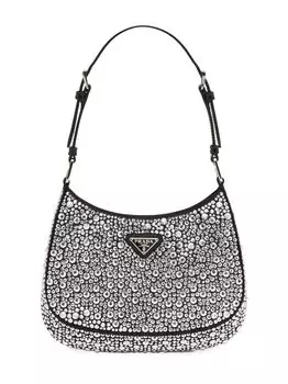 Атласная сумка Cleo с кристаллами Prada, серебряный