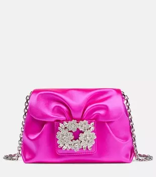 Атласная сумка на плечо Bouquet с декором Roger Vivier, розовый