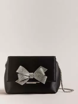 Атласная сумка на плечо Crystiy с бантом и кристаллами Ted Baker, черный
