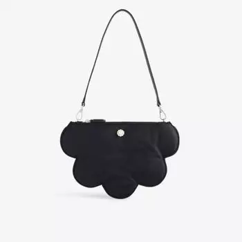 Атласная сумка на плечо daisy, украшенная жемчугом Simone Rocha, черный