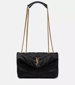 Атласная сумка на плечо Puffer Toy SAINT LAURENT, черный
