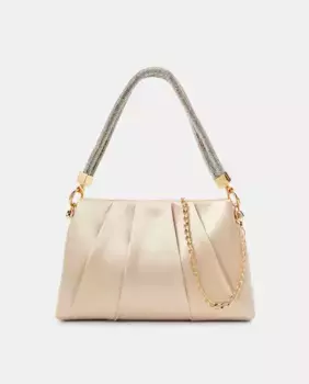 Атласная сумка с хрустальной ручкой и клапаном Latouche, цвет 150 Vainilla