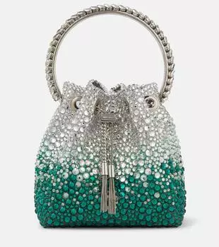 Атласная сумка-ведро bon bon с декором Jimmy Choo, мультиколор