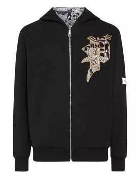 Атласная толстовка с капюшоном Paisley Gothic Plein PHILIPP PLEIN, черный