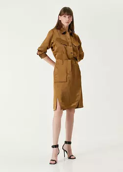 Атласная юбка цвета хаки-миди Victoria Beckham