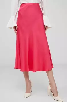 Атласная юбка Ennis мидакси French Connection, розовый