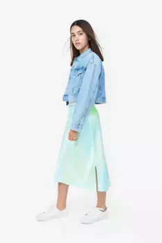 Атласная юбка H&M, синий