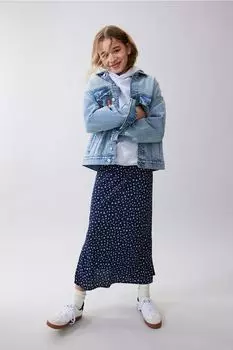 Атласная юбка H&M, синий