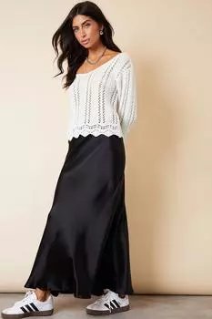 Атласная юбка-комбинация "Ariel" макси Threadbare, черный