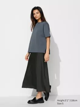 Атласная юбка короткая Uniqlo, черный