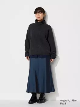 Атласная юбка короткая Uniqlo, синий