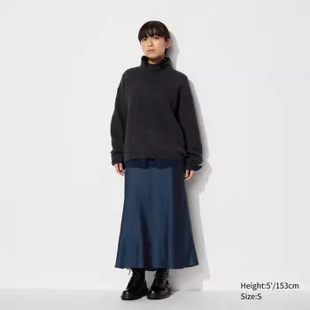 Атласная юбка (короткая) UNIQLO, темно-синий
