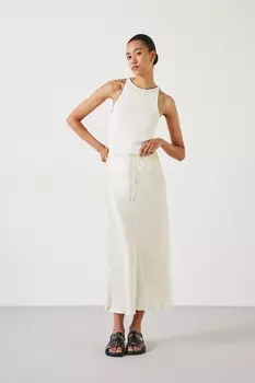 Атласная юбка макси Indra Hush, бежевый