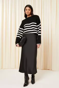 Атласная юбка макси косого кроя Friends Like These, черный