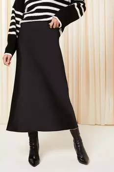 Атласная юбка макси косого кроя Friends Like These, черный