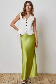 Атласная юбка макси Mint Velvet, зеленый