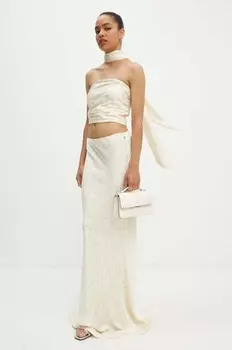 Атласная юбка-макси Rotate, бежевый