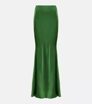 Атласная юбка макси с высокой посадкой Victoria Beckham, зеленый