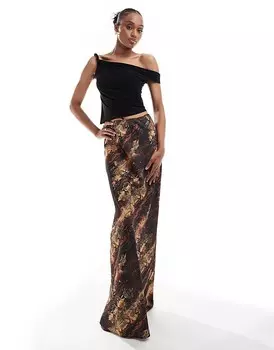 Атласная юбка макси со змеиным принтом ASOS DESIGN Tall