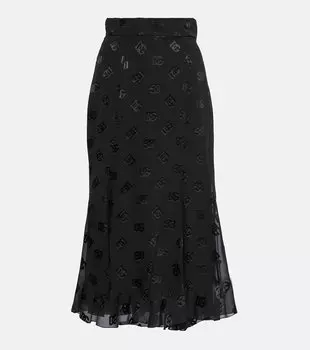 Атласная юбка миди dg devor Dolce&Gabbana, черный