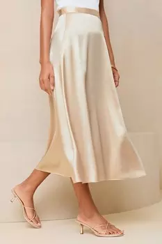 Атласная юбка-миди кроя-трапеции Lipsy, желтый