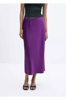 Атласная юбка миди Mango, фиолетовый
