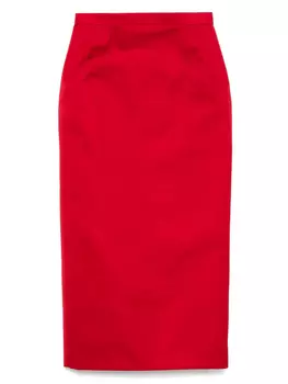 Атласная юбка миди N21, красный