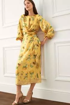 Атласная юбка миди Next, желтый