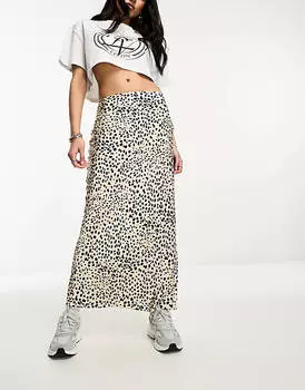 Атласная юбка миди с анималистическим принтом ASOS DESIGN
