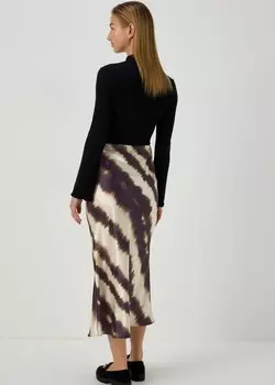 Атласная юбка-миди с принтом Papaya, белый