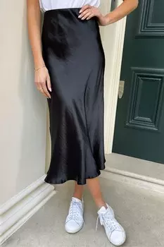 Атласная юбка миди Threadbare, черный