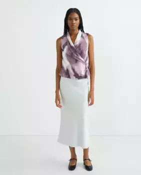 Атласная юбка миди Vila, серый