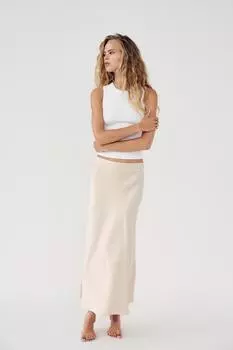 Атласная юбка миди ZARA, цвет cava