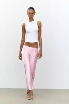 Атласная юбка миди ZARA, цвет Pink/Mauve