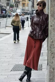 Атласная юбка миди ZARA, красный