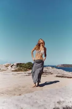 Атласная юбка миди ZARA, норка средней длины