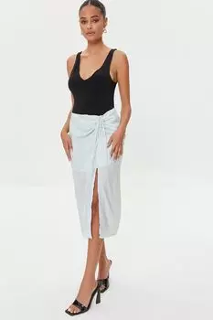 Атласная юбка со сборками и завязками Forever 21