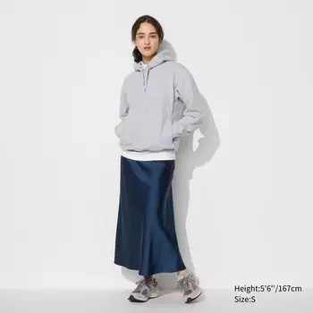 Атласная юбка UNIQLO, темно-синий