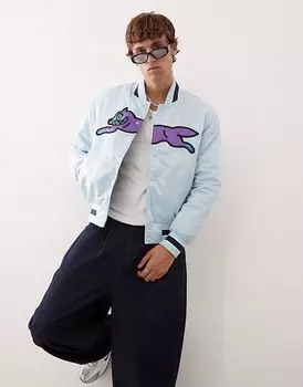 Атласная университетская куртка ICECREAM для бегущих собак светло-голубого цвета