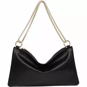 Атласная вечерняя сумка на цепочке Verdusa, черный/золотой