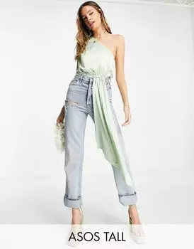 Атласное боди на одно плечо ASOS DESIGN Tall