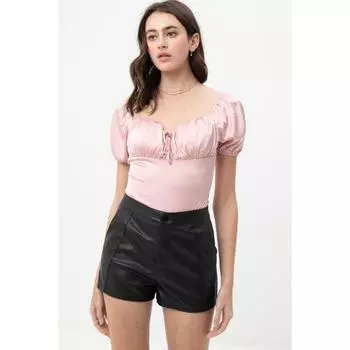 Атласное боди с завязкой спереди и глубоким вырезом горловины FASHNZFAB, цвет mauve