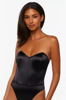 Атласное боди в нижнем белье без бретелек Forever 21, черный