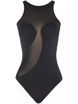 Атласное боди Wolford, черный