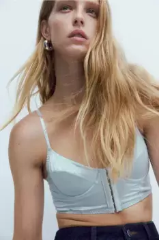 Атласное бюстье без подкладки H&M, синий