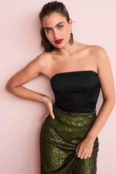 Атласное бюстье без рукавов Next, черный