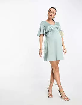 Атласное чайное платье мини с рукавами ангела ASOS DESIGN Maternity